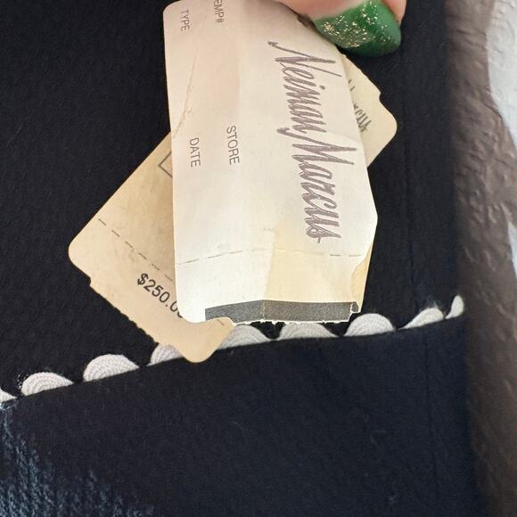 NEW! Kay Unger Strapless Cocktail Dress Offset Scallop Edge Black White - 8 - Picture 6 of 10